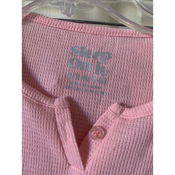 Girls Pink Thermal Pajama Set With Plaid Pants & Bow Accent - Picture 5 of 7